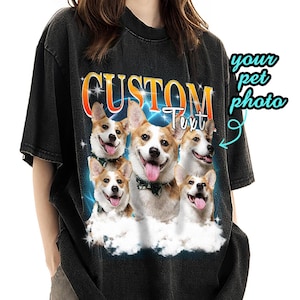 Custom Dog Vintage Washed Shirt, Custom Pet Graphic Unisex Tshirt, Personalized Pet Tee Gift For Her