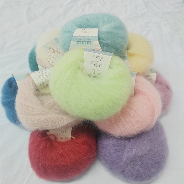 Fil de laine kid mohair 28 couleurs, fil à tricoter Garnstudio Drops Design, fil de dentelle, fil de soie mohair, fil artistique, fil à tricoter