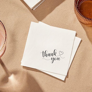 Custom White Napkins with Logo/Artwork, Cocktail Napkins for Football/Party/Events, Wedding Reception Drink Napkins, Modern Napkins