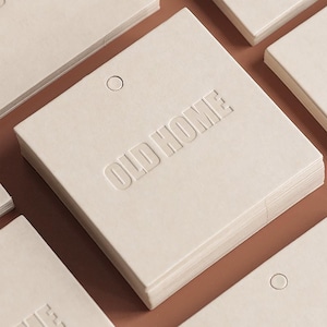 Personalized Thick White Letterpress Tags, Modern Gift Tags, Clothing Tags with Strings, Packaging Tags, Tags for Business (600gsm)