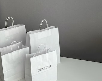 Custom Logo Paper Bags with your Design, Gift Bags for Wedding/Bridal Shower/Small Business/Party,  Personalized Name Gift Bag, Gift Bags