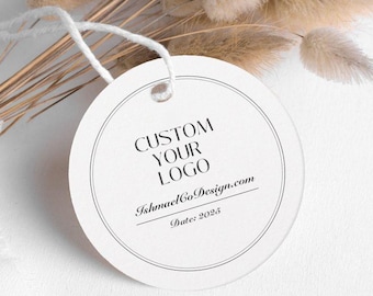 Etiquetas de papel redondas personalizadas de 7,6 cm con cordel, etiquetas para productos, etiquetas para regalos o despedidas de soltera, etiquetas para joyería, etiquetas con logotipo personalizado para pequeñas empresas.
