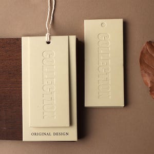 Personalized Letterpress Rectangle Tags, Custom Gift Tags with Strings, Thick Paper Hang Tags, Thank You Tags, Tags for Business (600gsm)