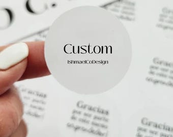 Pegatinas circulares personalizadas con logotipos comerciales, etiquetas personalizadas para productos, etiquetas de embalaje, etiquetas de texto circulares, pegatinas de regalo para pequeñas empresas.