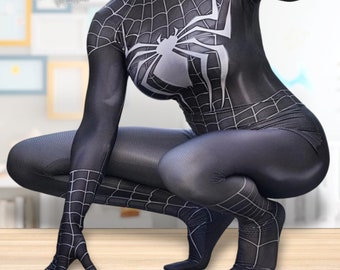 Halloween femme filles noir Raimi Spiderman Cosplay Costume Venom Symbiote Zentai Body Adultes Enfants, Venom Symbiote Costume