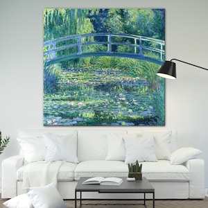 Claude Monet Water Lilies 1906 Canvas print Bright Etra Large  Impression Wall Decor Ready to Hang Housewarming gift Livingroom Wall Art