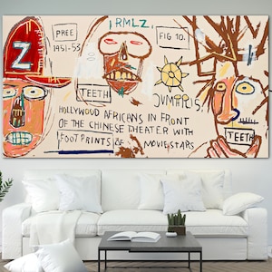 Basquiat Hollywood Africans Canvas print Extra Large Wall Art Contemporary Art Decor Original Graffiti Ready to Hang Decor Best friend gift
