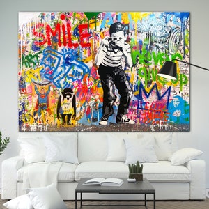 Canvas print Photographer boy Bright Large Graffiti Style Wall Art Pop Art Decor Original Graffiti Ready to Hang Decor Housewarming gift