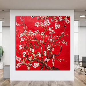 Vincent van Gogh Rote Mandelblüte Leinwanddruck Helle Etra Large Impression Wanddekor fertig zum Aufhängen