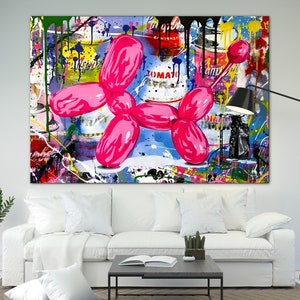 Canvas print Balloon dog Colorful Extra Large Graffiti Style Wall Art Pop Art Decor Original Graffiti Ready to Hang Decor Housewarming gift
