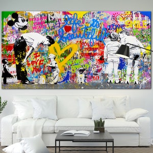 Impressão em tela Não culpado Brilhante Grande Estilo Graffiti Arte de parede Pop Art Decoração Graffiti original Pronto para pendurar Decoração Presente de inauguração