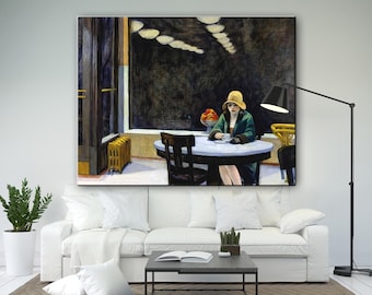 Edward Hopper Automat Leinwanddruck Extra Große Wandkunst Amerikanische Kunst Dekor Original Fertig Dekor Geburtstagsgeschenk