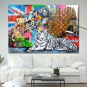 Motivation Art Dream Big Colorful Canvas print Bright Etra Large Impression Wall Decor Ready to Hang Housewarming gift Livingroom Wall Art