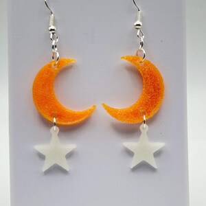 Moon and Star Dangle Earrings