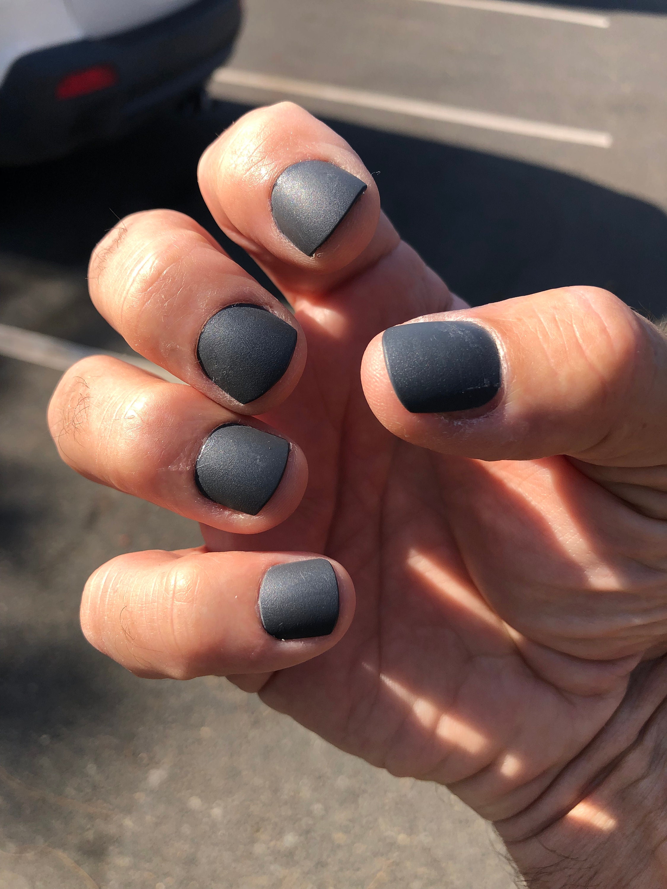 Men's Matte Charcoal Nails That Stand Out