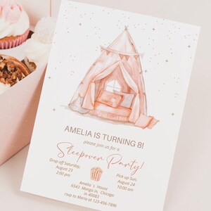 Bearbeitbar Sleep Over Party einladen | Sleep Over Party einladen | Party Geburtstag einladen | Spa Pamper Mädchen-Geburtstags-Einladung