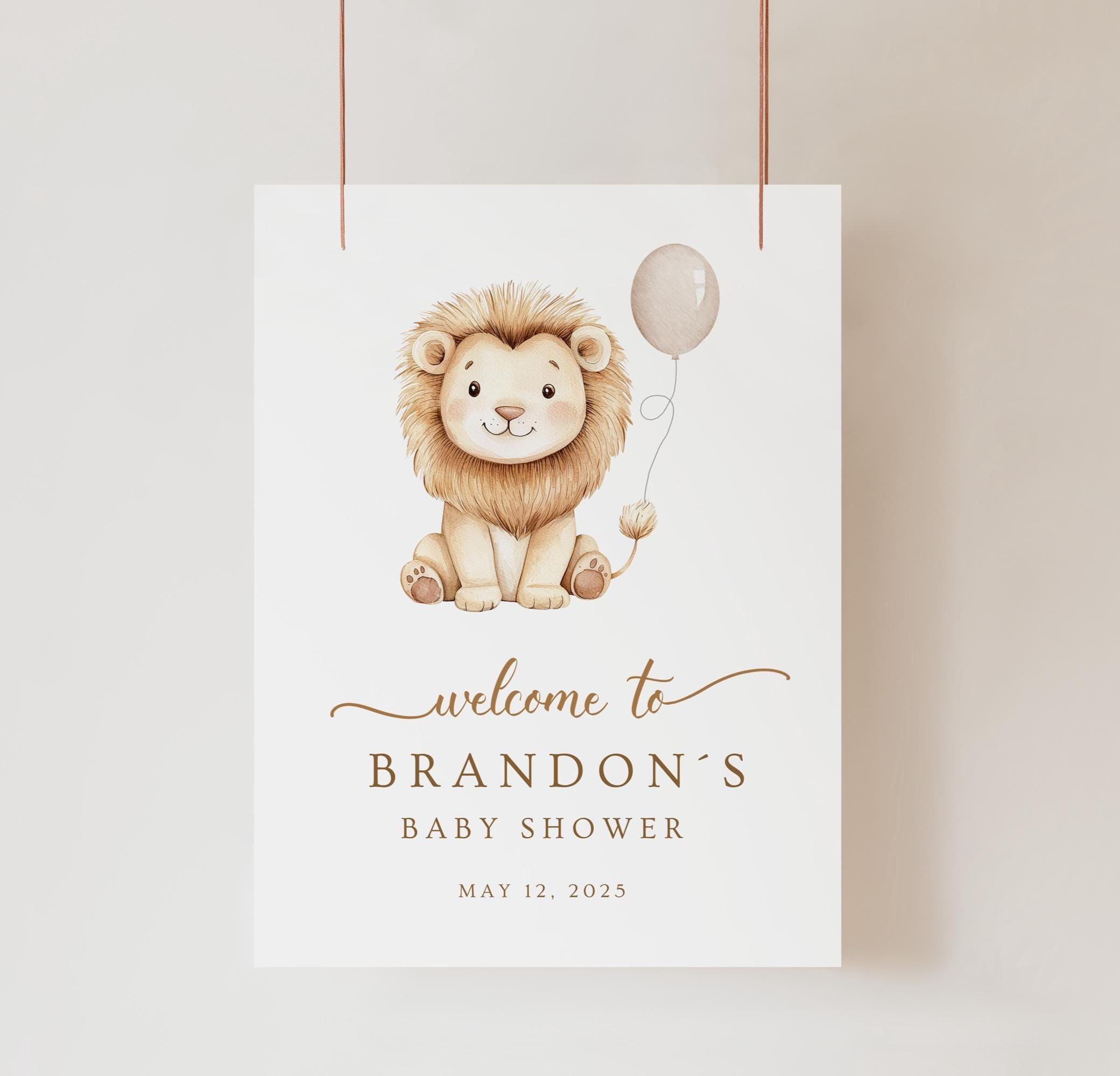 Editable Lion Baby Shower Welcome Sign: Jungle Theme (Digital Download)