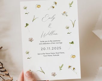Wildblumen-Hochzeitseinladung: elegantes botanisches Design (Printable & Instant Download)