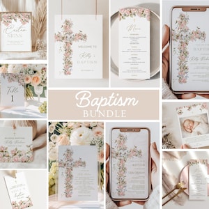 Floral Baptism Phone Invitation: Elegant Dusty Pink Template (Digital Download) image 6