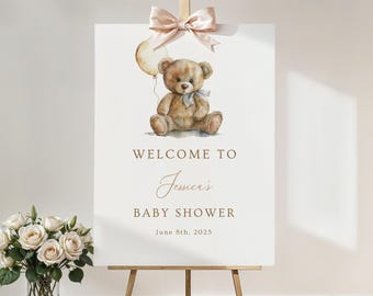 Teddy Bear Baby Shower Welcome Sign Template (Digital Download)