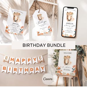 Horse Birthday Party Bundle: Floral Pony Invitation (Digital Download)