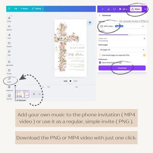 Floral Baptism Phone Invitation: Elegant Dusty Pink Template (Digital Download) image 4