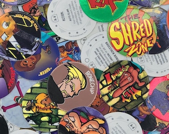 Random Mix of 20 Vintage 90’s Pogs, Slamopolis  TNT & The Kaps by Stack n Smack