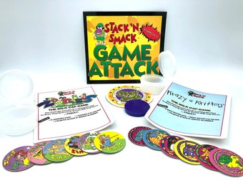 Pogs vintage de los 90 Stack N Smack Zoonies y Krazy Kritters Milkcap Game Attack