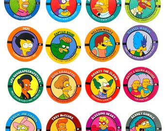 Vintage 90’s The Simpsons Pogs by SkyCaps & BONGO Comics Group