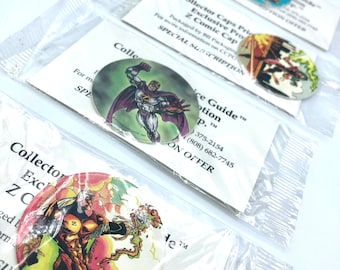 Z Comic Caps Set of Four Pogs New In Promo Packaging Vintage 1994