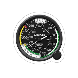 Airspeed Indicator Sticker - Aviation Instrument Decal - Pilot Gift