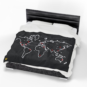 World Map - Velveteen Plush Blanket
