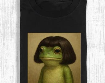 Frog Face With Bob Haircut Meme Shirt, Funny Meme Tee, Ironic Shirt, Frog Lover Gift, Oddly Specific, Unhinged Tee