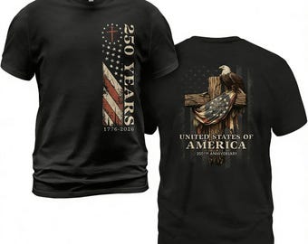 Camiseta del 250 aniversario de los Estados Unidos de América, camiseta patriótica cristiana con águila