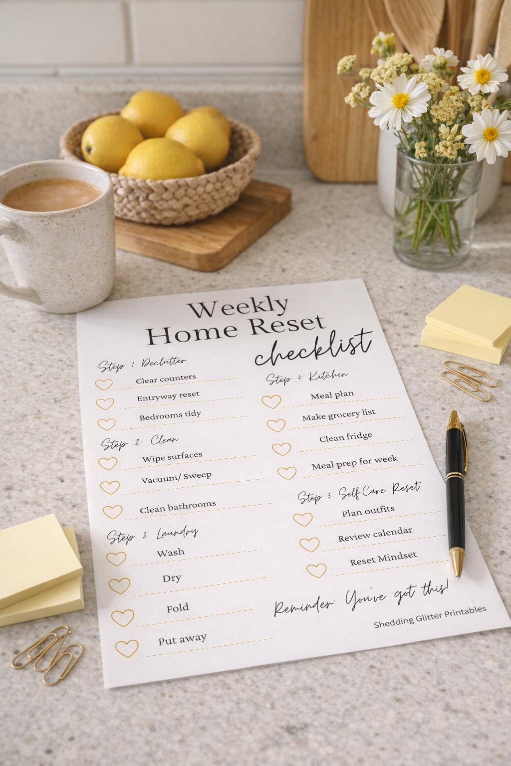 Weekly Home Reset Checklist | Cleaning Planner (digital Download) - Etsy