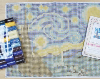 Starry Night Latch Hook Kit - Craft Kits - DIY Rug Making Kit - Vincent Van Gogh Art