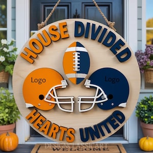 Custom House Divided Wooden Door Sign, House Divided Football Sign, House Divided College Sign, Basketball Team,Hockey Team,Sport Lover Gift