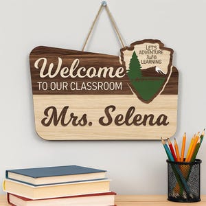 Personalized Teacher 3D Door Hanger National Park Teacher Sign, Classroom Adventure Decor Teacher Door Sign, Camping Theme Teacher Name Gift