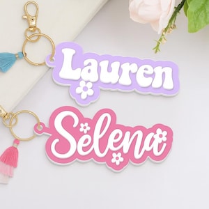 Personalized Name Tag for Kids Backpack – Custom Back to School Gift for Girls – Diaper Bag Tag, Lunch Box Tag, Cute Keychain for Children