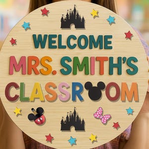 Custom Welcome Classroom Door Sign, Disney Teacher Sign, Teacher Appreciation, Teacher Name Sign, Teacher Welcome Sign, Disney Teacher Gift