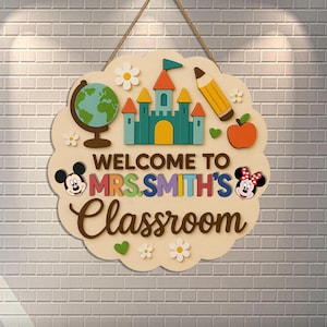 Custom Disney Teacher Welcome Sign, Disney Class Wall Decor, Disney Teacher Gift, Welcome Teacher Appreciation, Where The Dream Come True