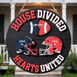 Custom House Divided Wooden Door Sign, House Divided Football Sign, House Divided College Sign, Basketball Team,Hockey Team,Sport Lover Gift