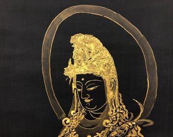 仏教 水墨画 掛軸 Amazon.co.jp: 画家の手描き 水墨画 掛け軸/菩提達磨大師/仏画