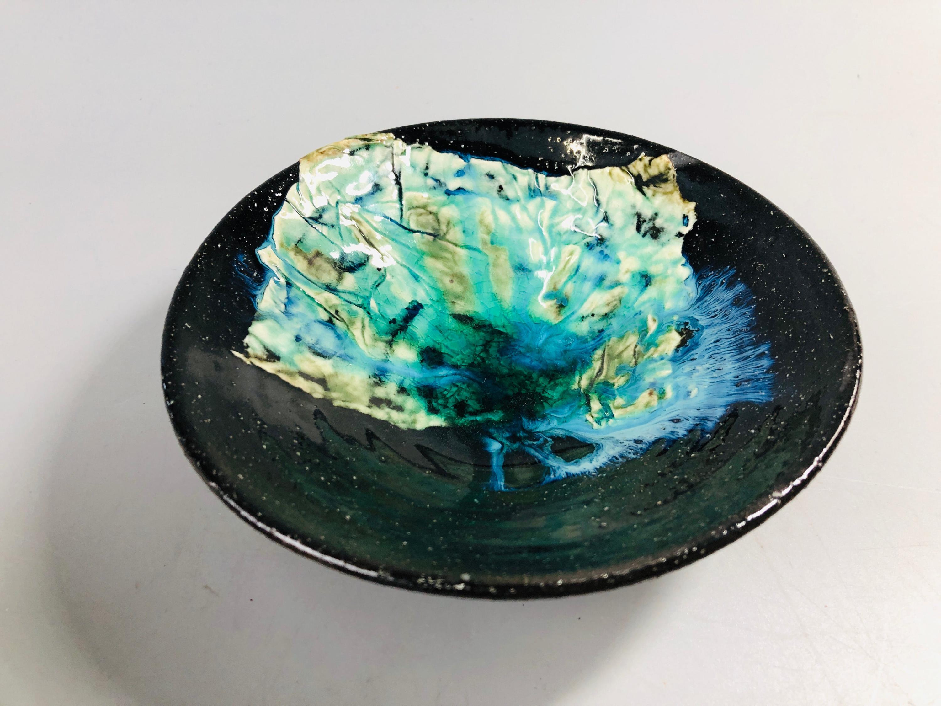 Y7093 CHAWAN Seto-ware Flat Bowl Modern Art Japan Tea Ceremony