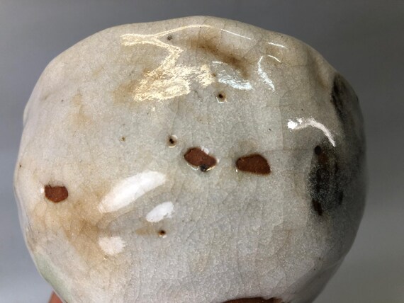 Y7465 CHAWAN Shino-ware Bowl Signed Japan Antique Tea Ceremony