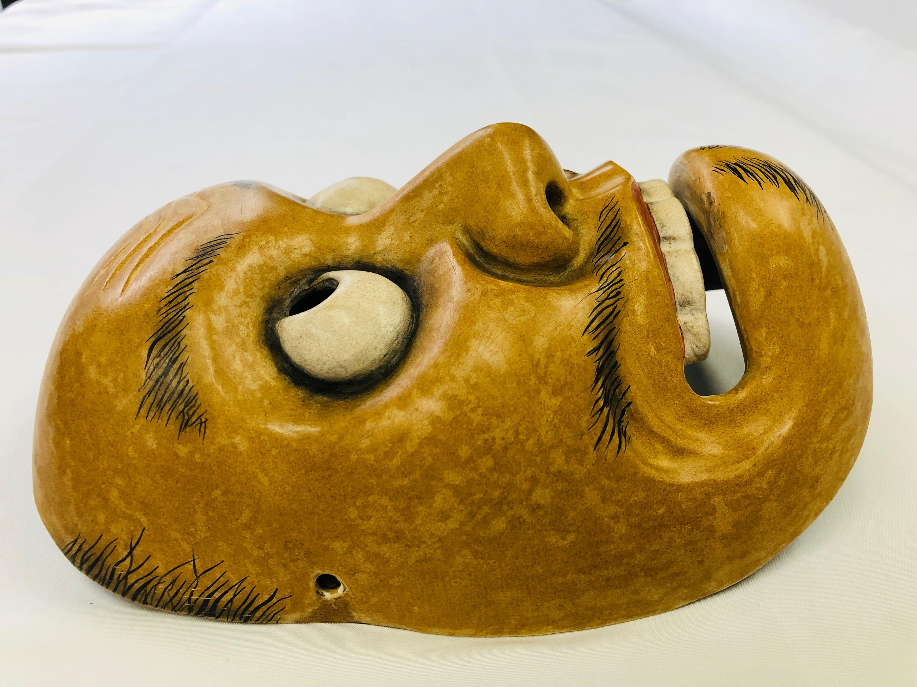 Wooden Noh Mask　木製能面 Amazon.co.jp: Noh Mask, Sculpture, Woodworking, Crafts