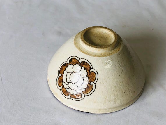 Y5012 CHAWAN Seto-ware Family Crest Japan Antique Tea Ceremony