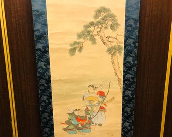 Y7069 掛軸 武者 銘 鎧 兜 鎧 日本 アンティーク 掛け軸 - Etsy 日本