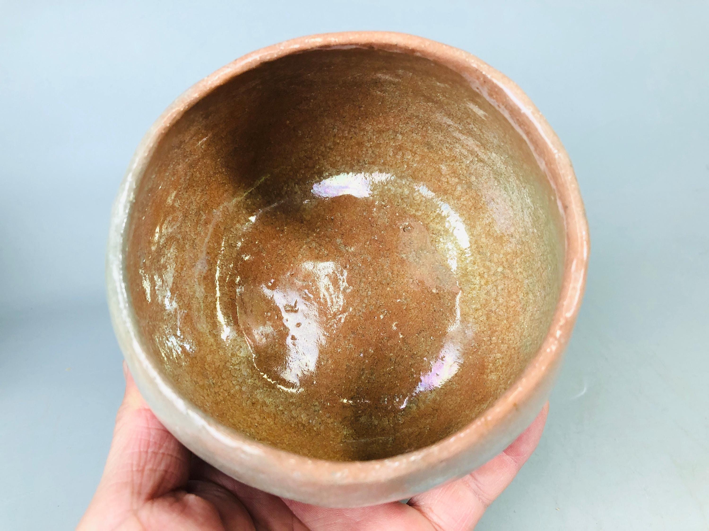 Y7183 茶碗 楽焼 銘入り 箱入り 日本製 アンティーク 茶道具 陶器