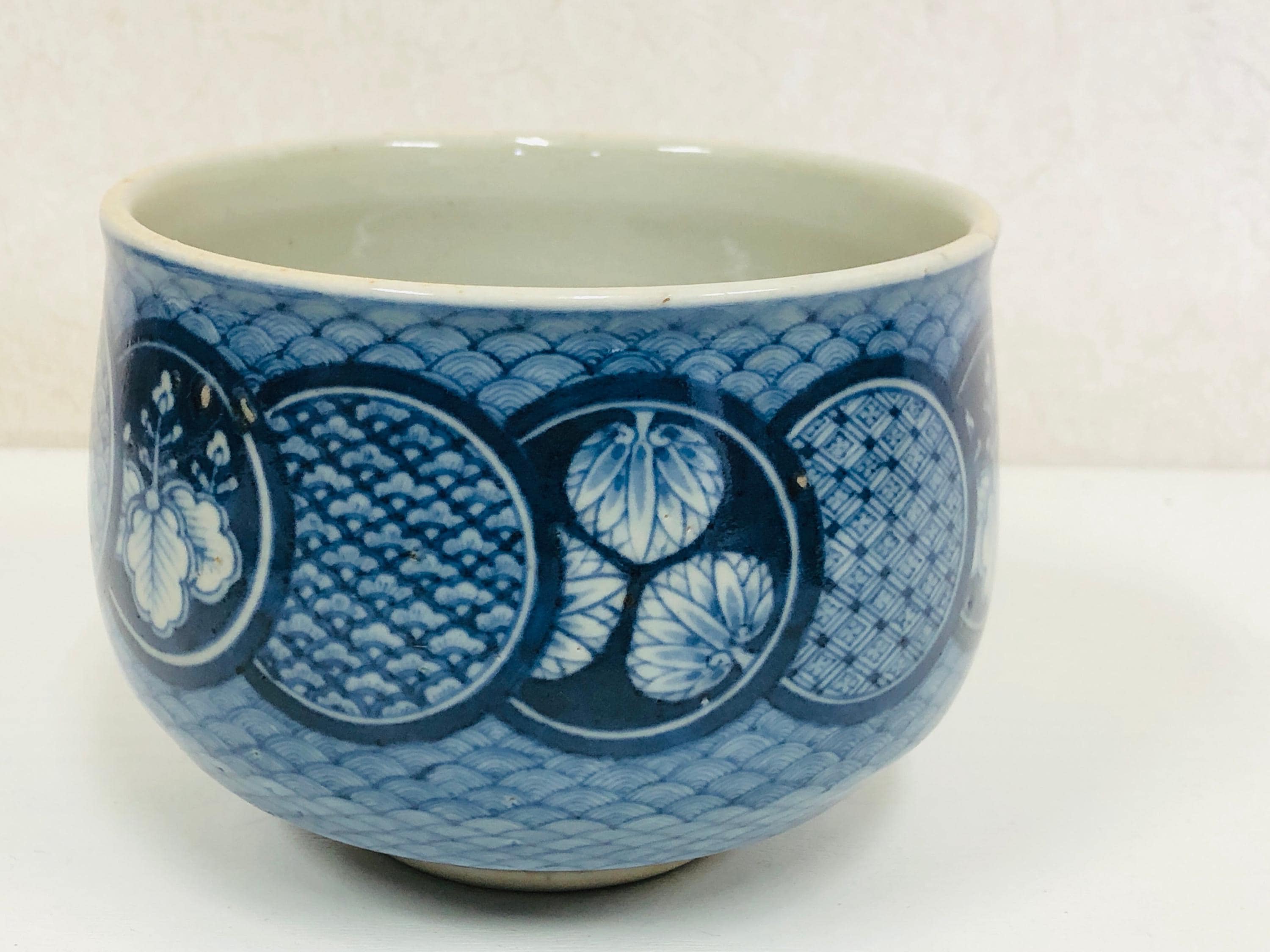 ちゃわん Y4112 CHAWAN Seto-ware Underglaze Blue Signed Japan Antique